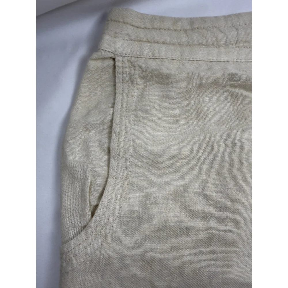 Women's Caslon Linen Blend Shorts Beige/Tan Size XL with Lace Trim - Picture 7 of 10